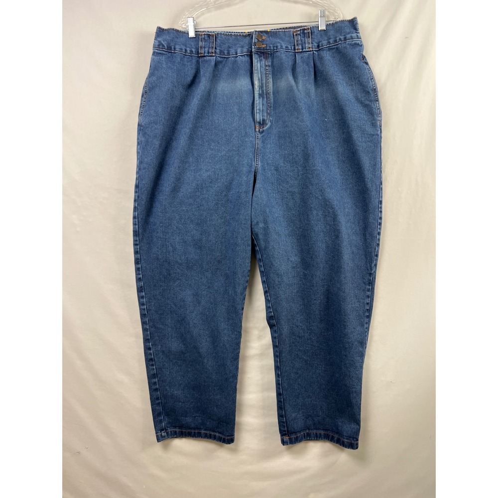 Lucy & Yak Tapered Jeans Womens W46/R Blue Organic Cotton High Waist Pleated